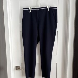 Adrianna Papell Navy Tapered Pants with Contrast Waist Stripe